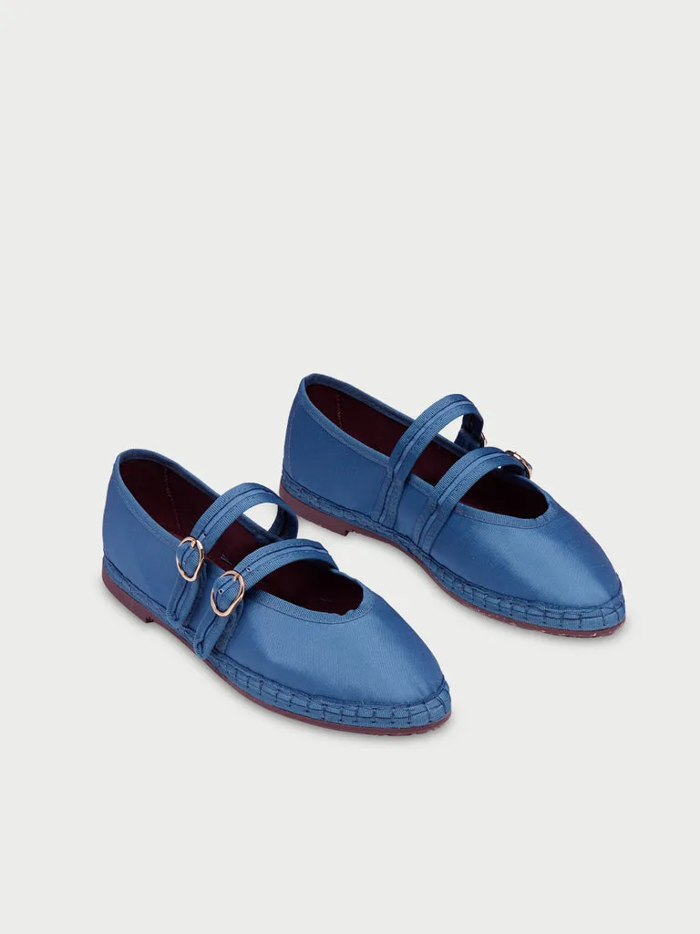 Flagelus Claire Blue pantofi Mary Jane mătase