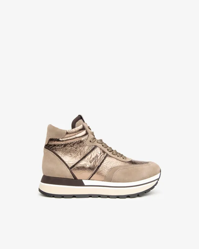 NeroGiardini sneakers înalți piele și piele întoarsă