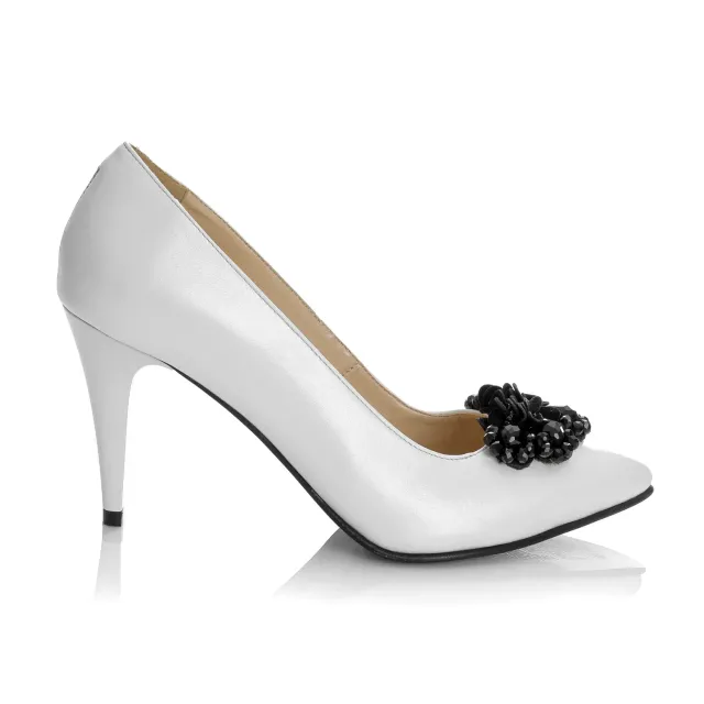 Catinca Shoes A58 AS pantofi dama alb sidef piele naturala
