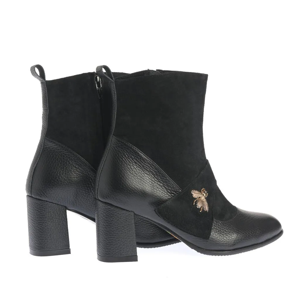 Ana Urbana Shoes Anemona botine negre toc gros 6 cm