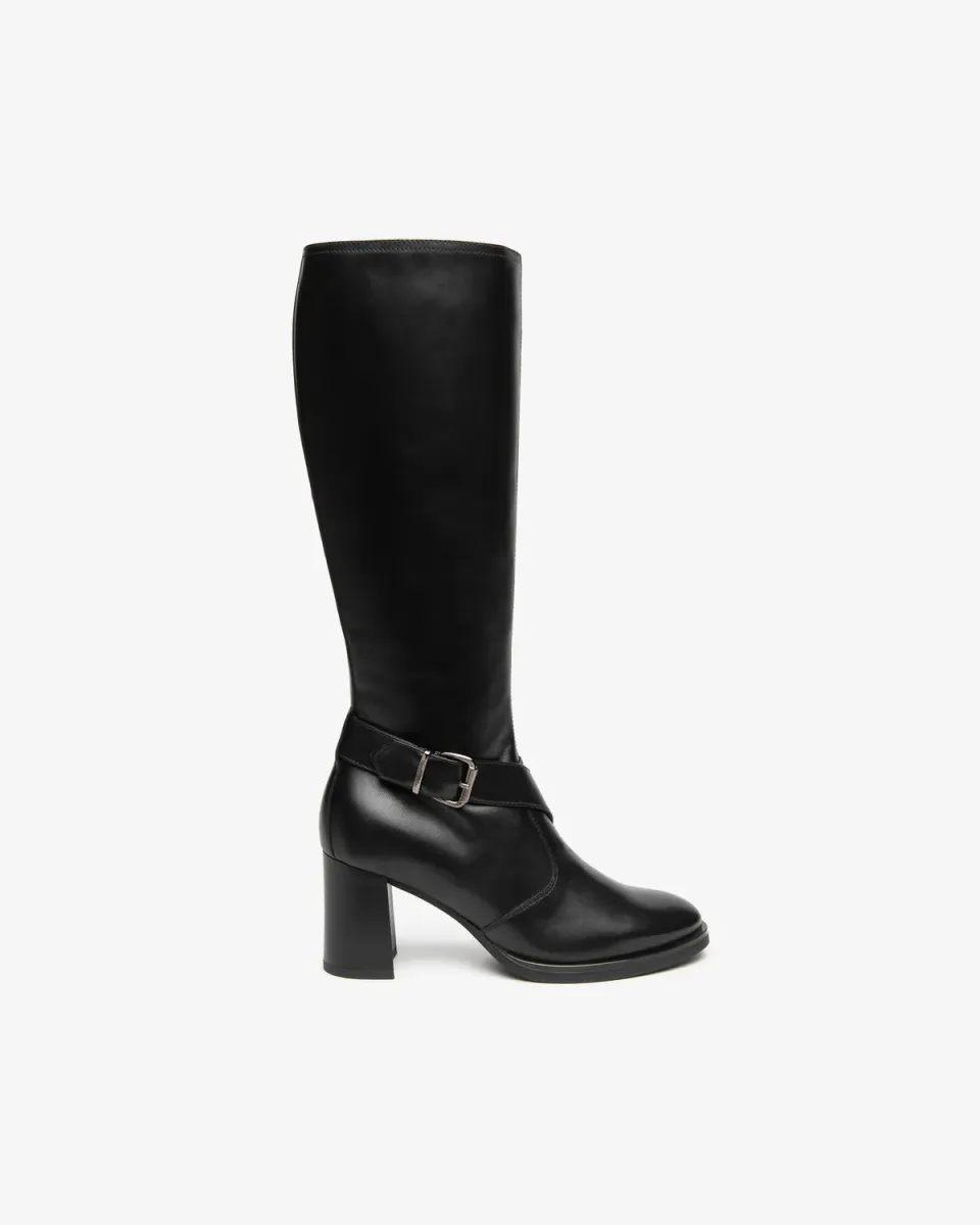 NeroGiardini cizme piele femei toc 75 mm cu catarama