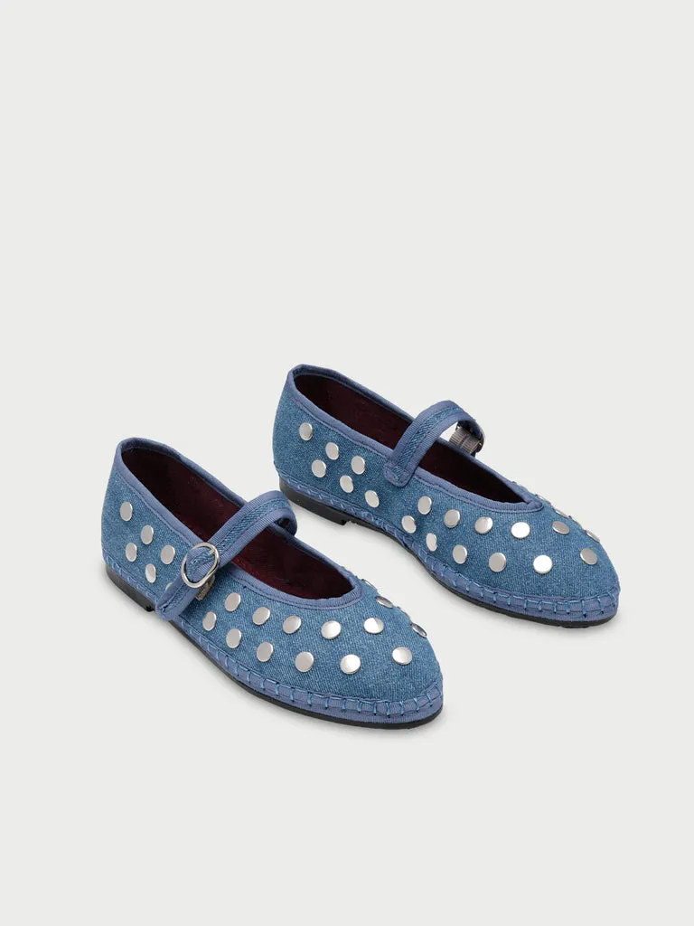 Flagelus Mae Silver Denim balerini denim albastru