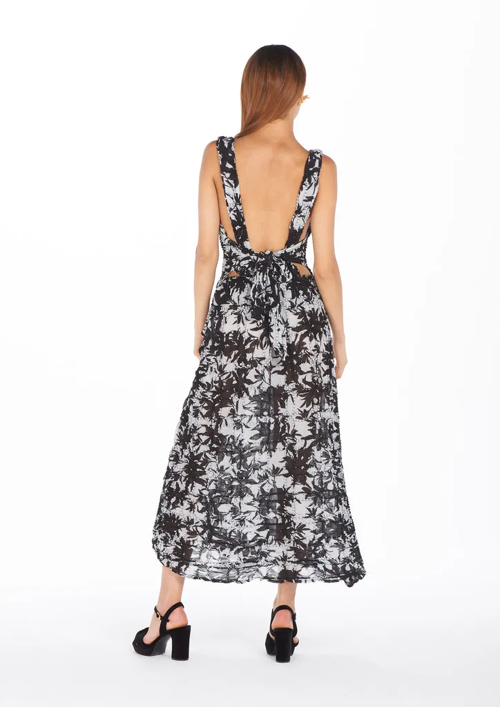 Flagelus Zhou Black Dress rochie lungă bumbac