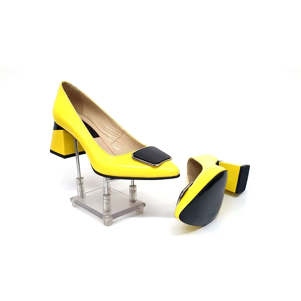 Catinca Shoes A29 GN pantofi dama piele galben negru