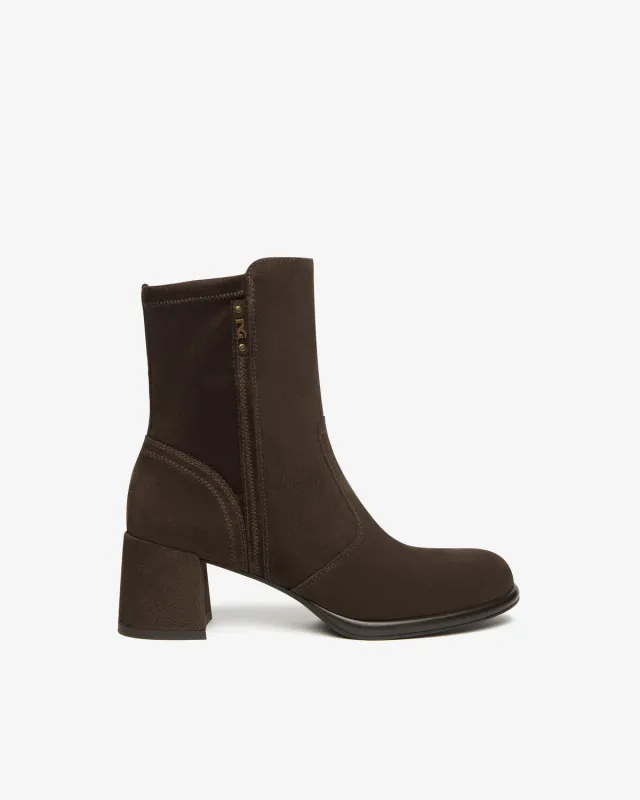 NeroGiardini botine piele intoarsa cu textil dama