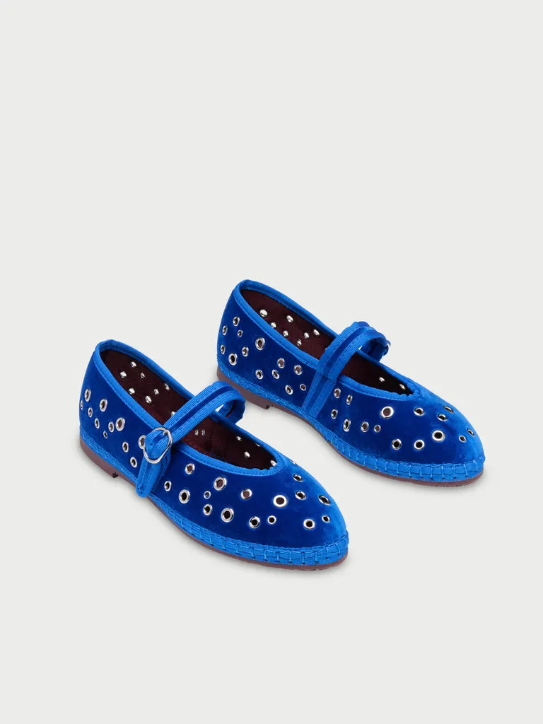 Flagelus Ophelia Blue balerini catifea albastra