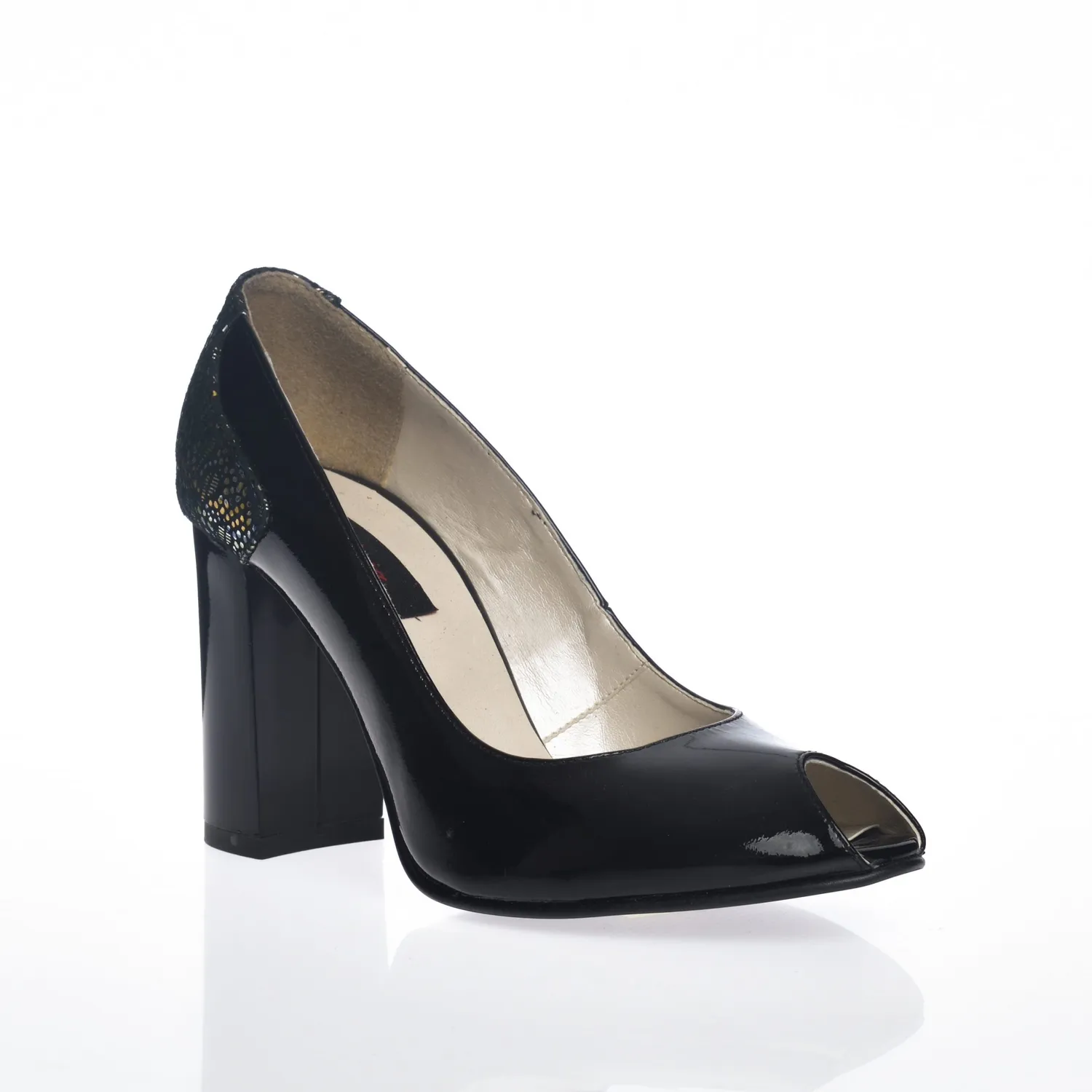 Catinca Shoes F26 NLI pantofi dama piele naturala lac imprimeu