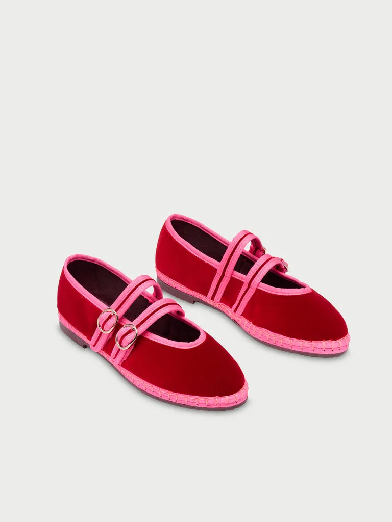 Flagelus Claire Deep Red pantofi Mary Jane roșii