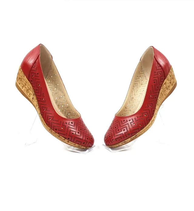 Catinca Shoes T14 R pantofi dama rosii piele perforata