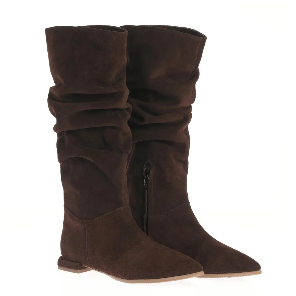 Ana Urbana Shoes Illona cizme maro piele intoarsa