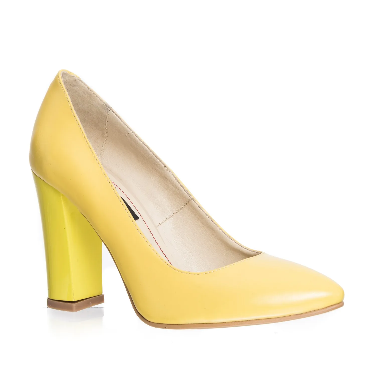 Catinca Shoes 2691 GTP pantofi piele galben toc patrat