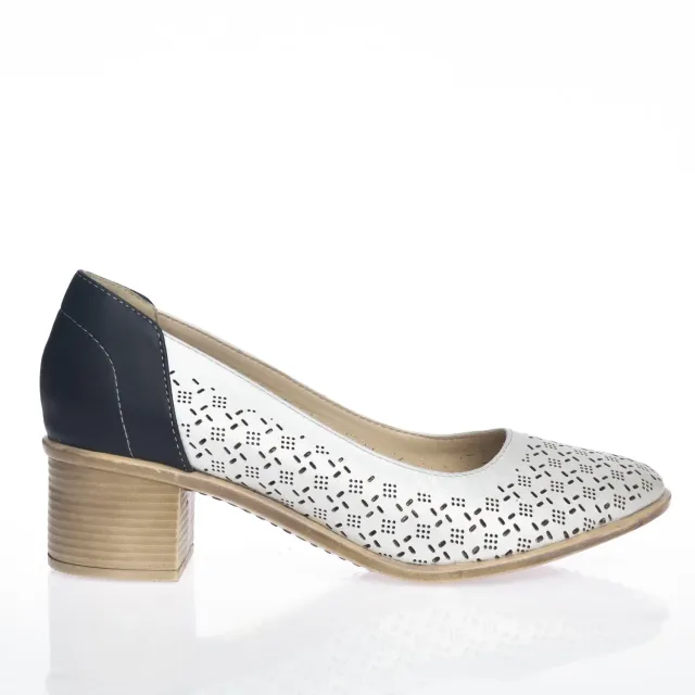Catinca Shoes T13 AB pantofi dama piele alb-bleumarin