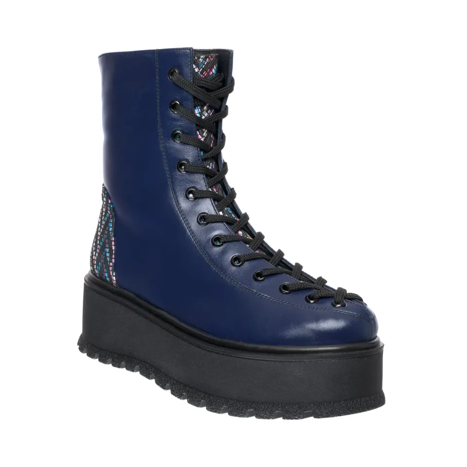 Catinca Shoes BC33 BBZ bocanci dama piele blue box zigzag