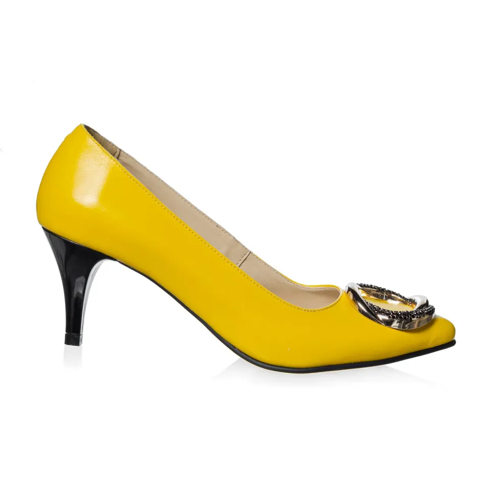 Catinca Shoes A31 GB pantofi dama piele naturala galben box