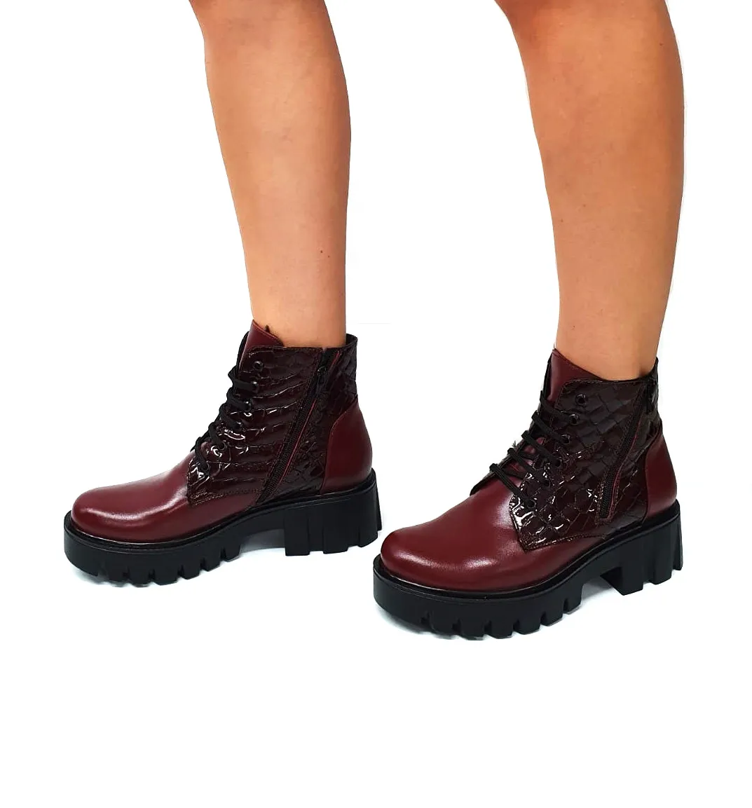 Catinca Shoes BC35 BOC bocanci dama piele bordo croco
