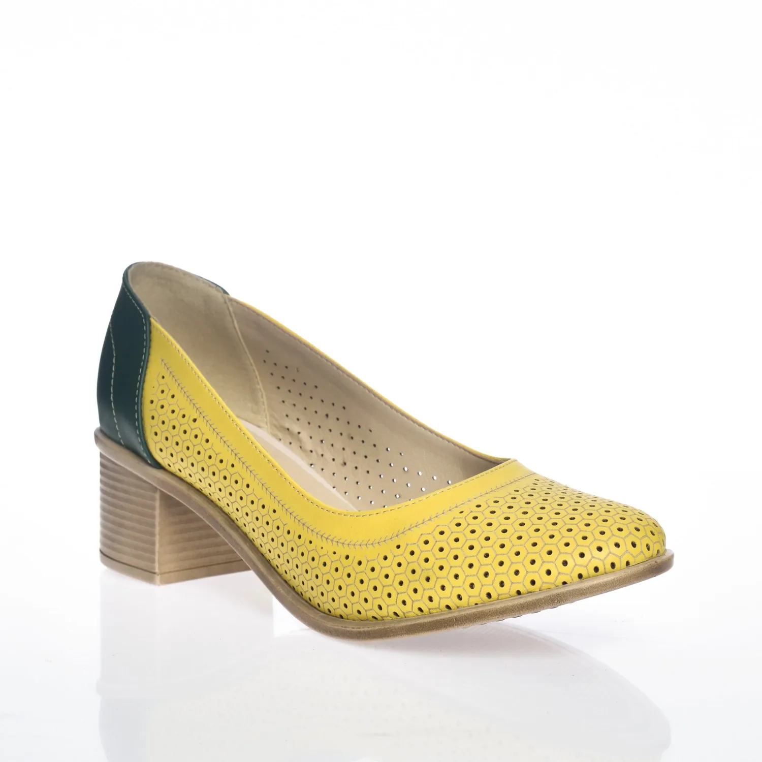 Catinca Shoes T2 GV pantofi dama piele galben verde