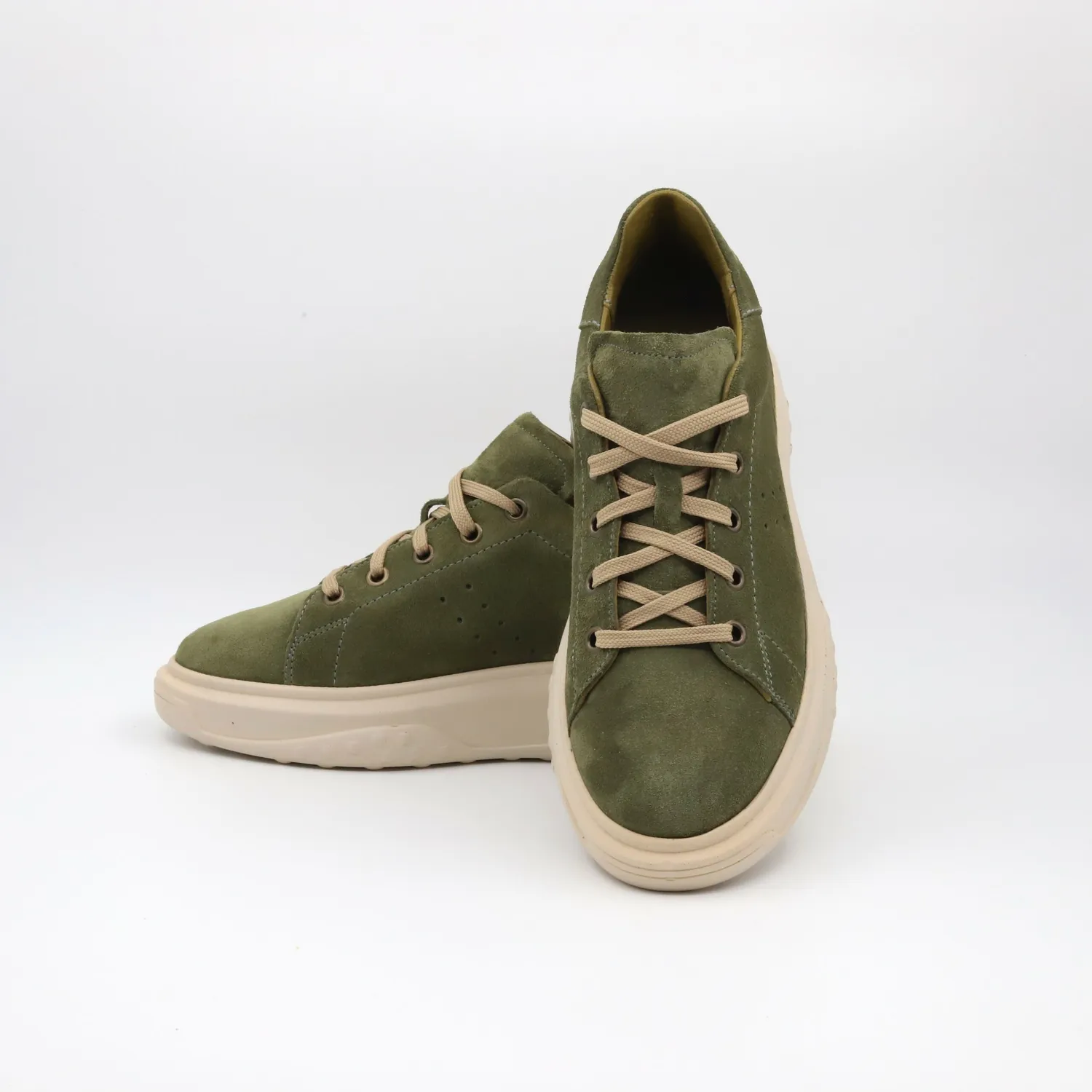 Lucas Shoes 5101 RV sneaker verde velur piele