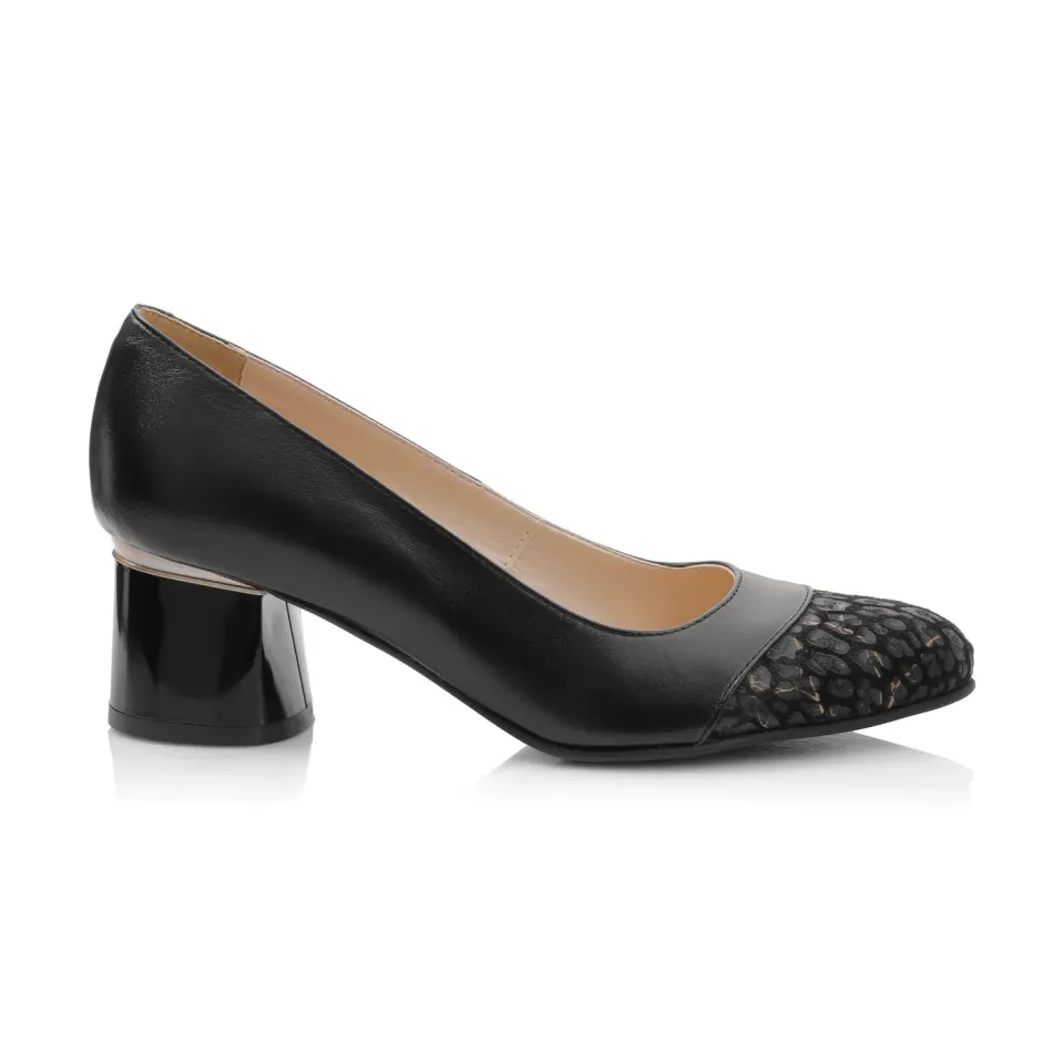 Catinca Shoes A73 NFA pantofi piele naturala negri auriu