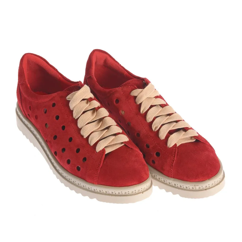 Ana Urbana Shoes Boston pantofi casual rosii piele intoarsa