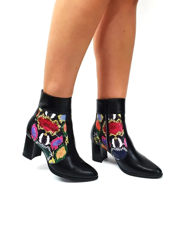 Catinca Shoes GX32 NBCC ghete piele negru croco colorat