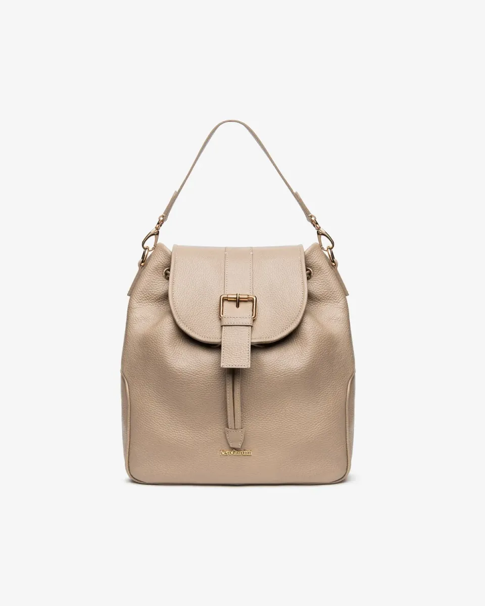 NeroGiardini rucsac piele naturala mic dama cu clapa