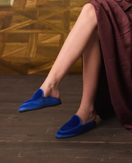 Flagelus Bruna Blue pantofi catifea albastru