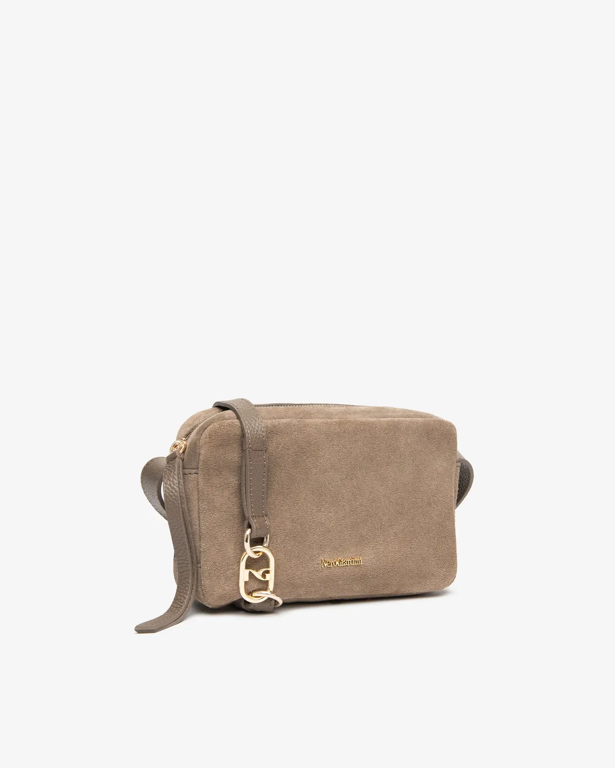 NeroGiardini Geanta Crossbody Dama Piele Intoarsa Bej
