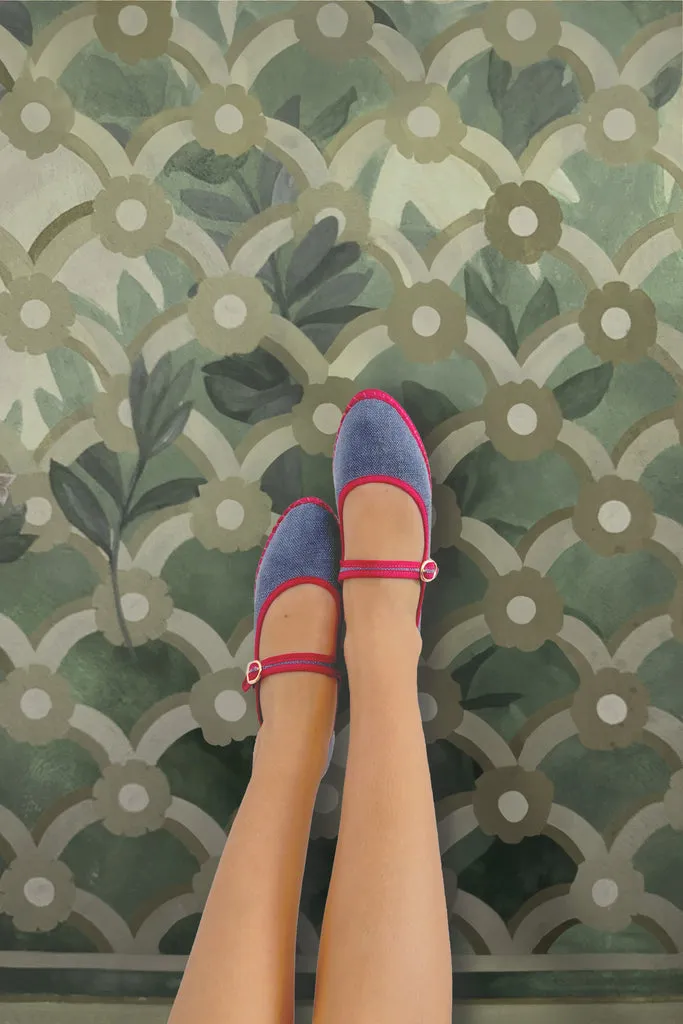 Flagelus Fiorenza pantofi mary jane denim albastru