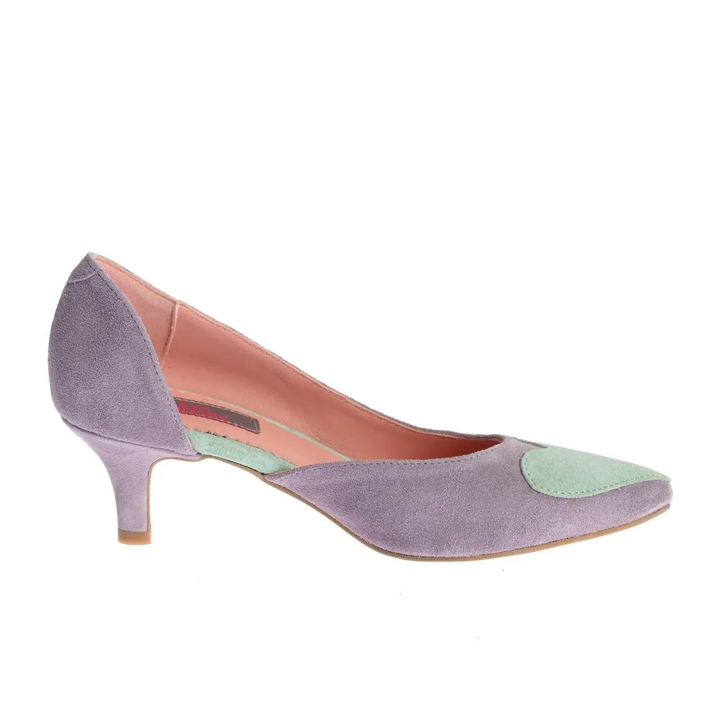 Ana Urbana Maria pantofi stiletto verde-mov piele intoarsa