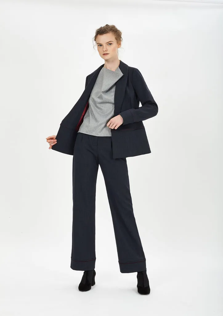 Flagelus Edward Marine pantaloni bleumarin lana