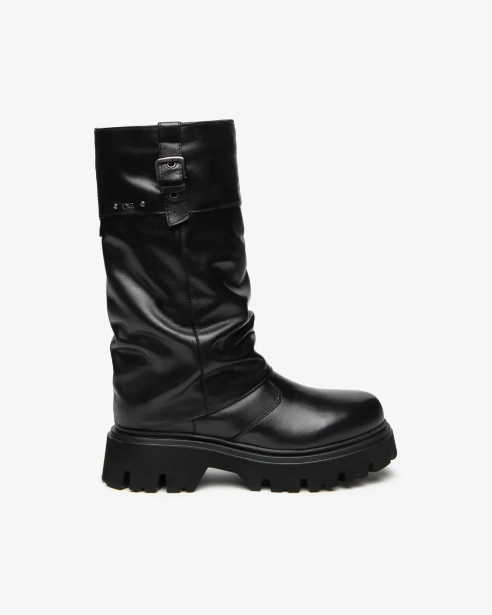 NeroGiardini Ghete Dama Piele Toc Bloc 5,5 cm Biker