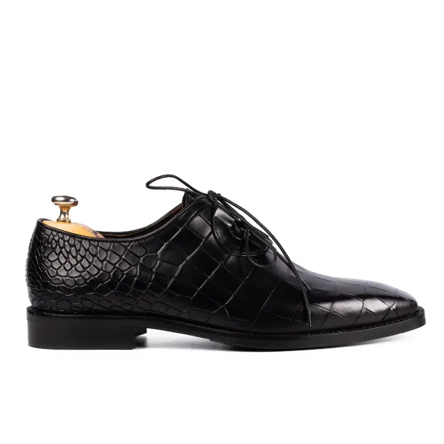 Lucas Shoes Elegant 725 pantofi negri croco piele