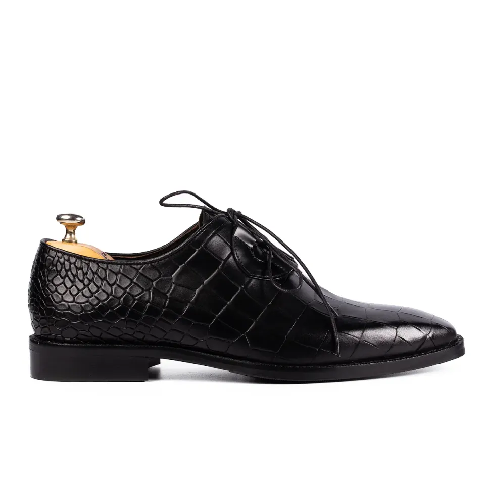 Lucas Shoes Elegant 725 pantofi negri croco piele