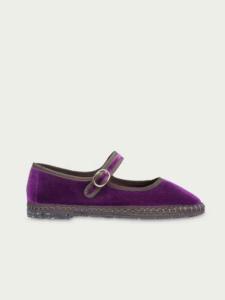 Flagelus Moll pantofi Mary Jane catifea mov