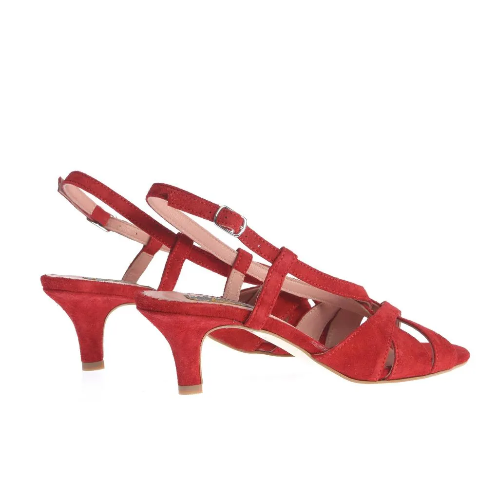 Ana Urbana Bronx sandale rosii piele toc mic