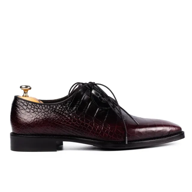 Lucas Shoes Elegant 725 pantofi piele bordo croco