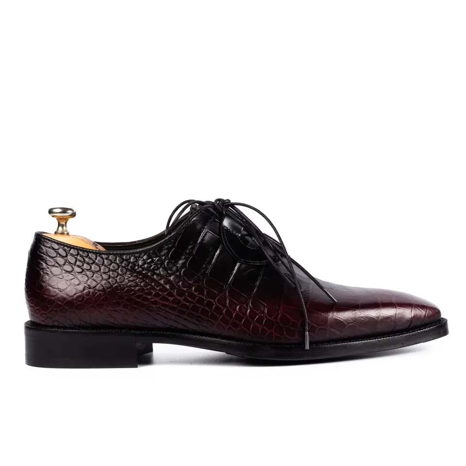 Lucas Shoes Elegant 725 pantofi piele bordo croco