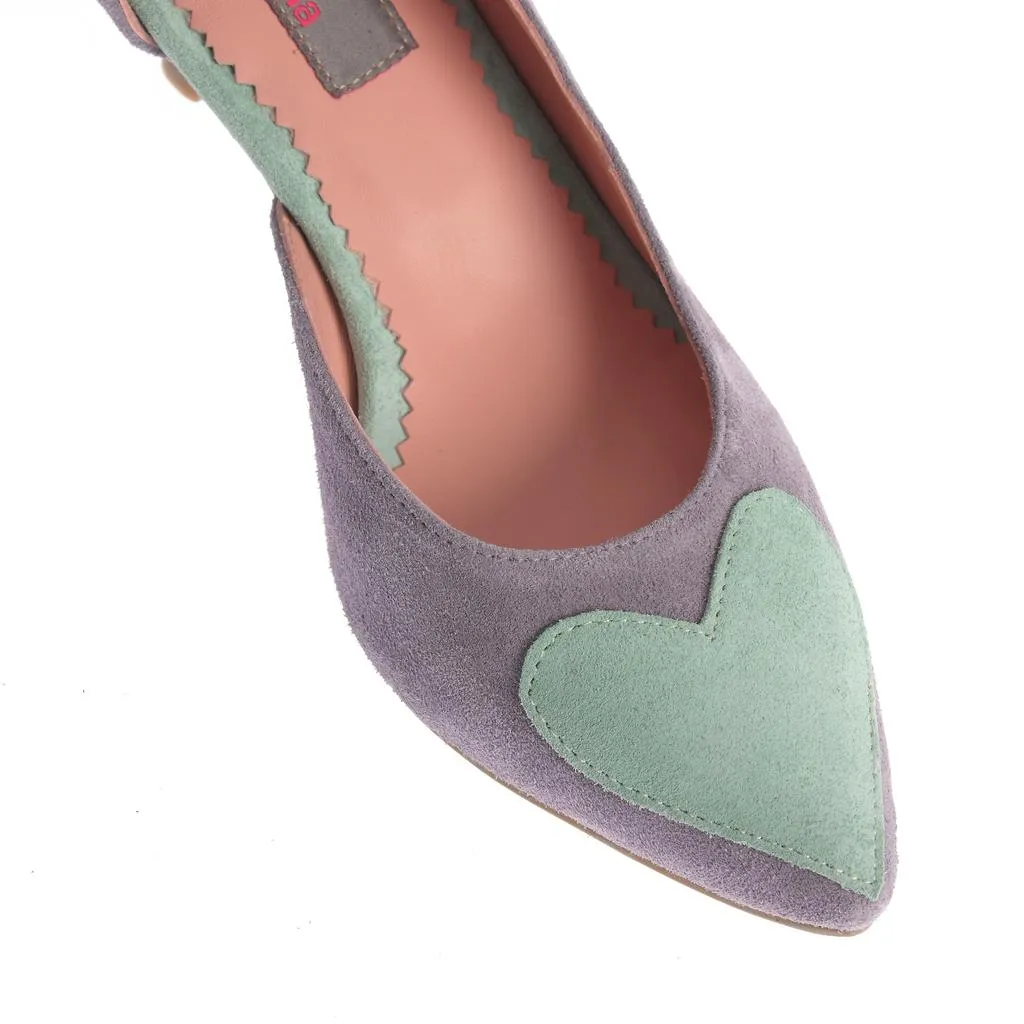 Ana Urbana Maria pantofi stiletto verde-mov piele intoarsa