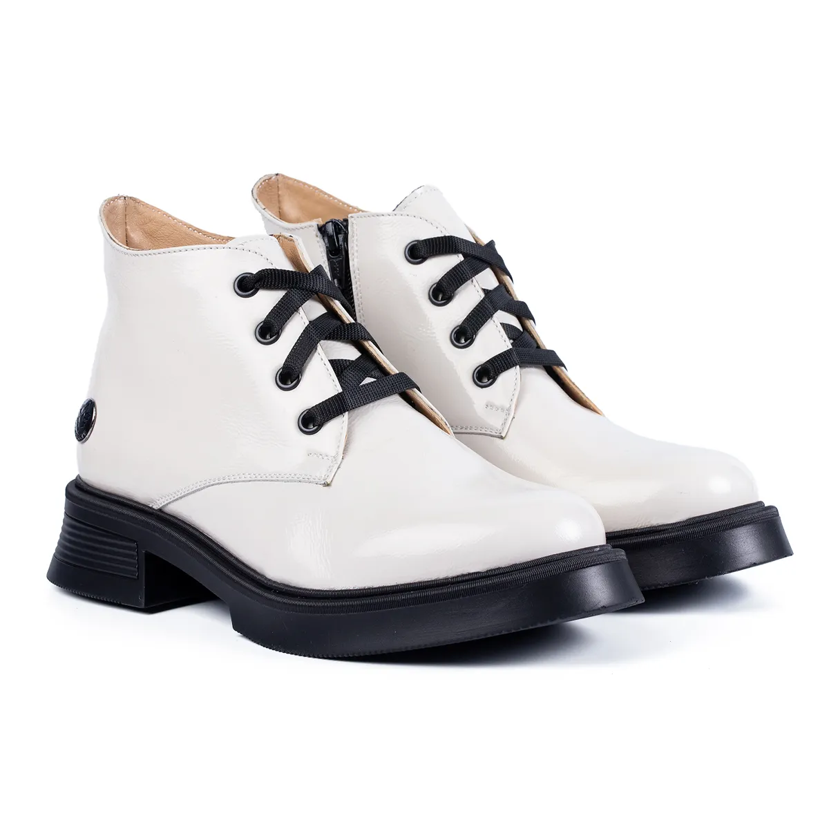 Lucas Shoes 412 ghete dama albe piele de iarna