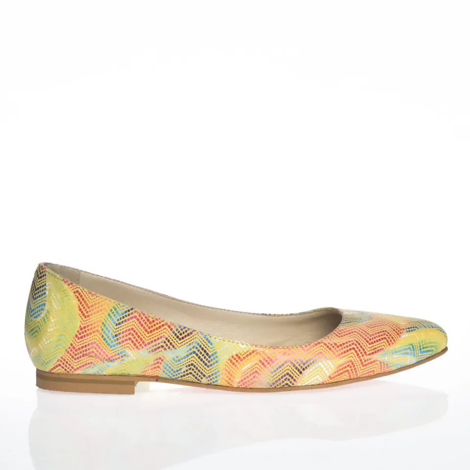 Balerini dama piele naturala Catinca Shoes ST galben mozaic