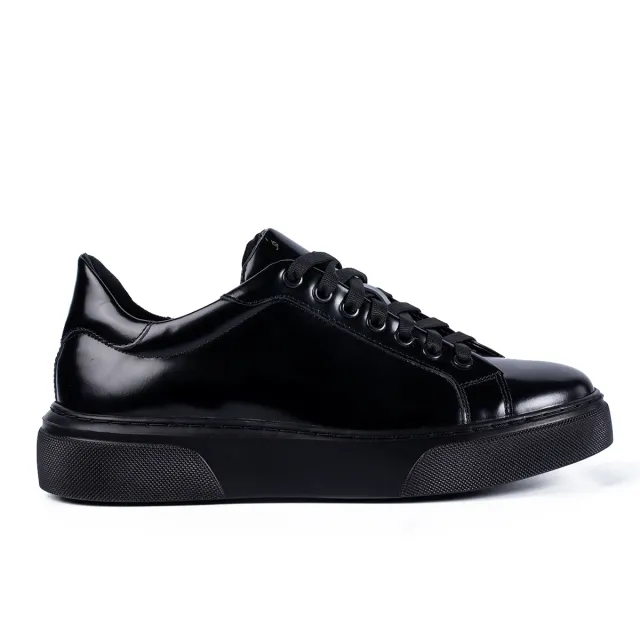 Lucas Shoes 510 sneakers negri lac mat piele