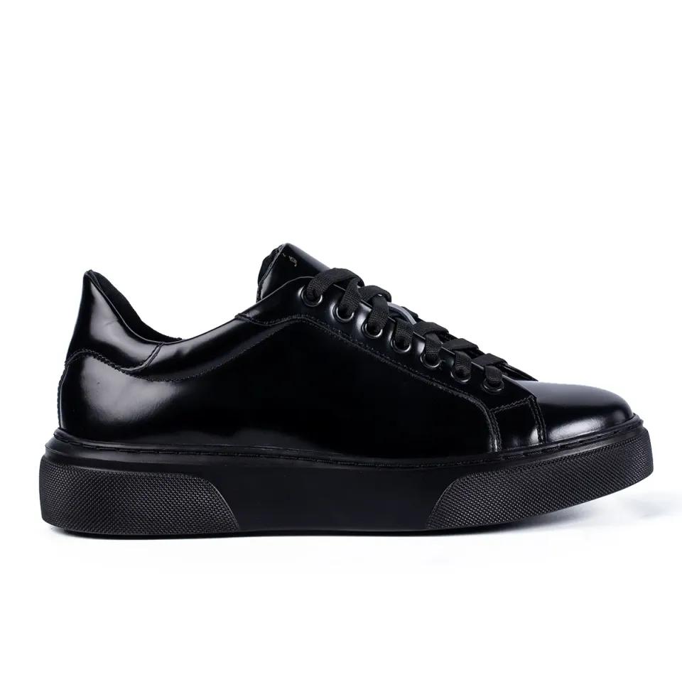 Lucas Shoes 510 sneakers negri lac mat piele