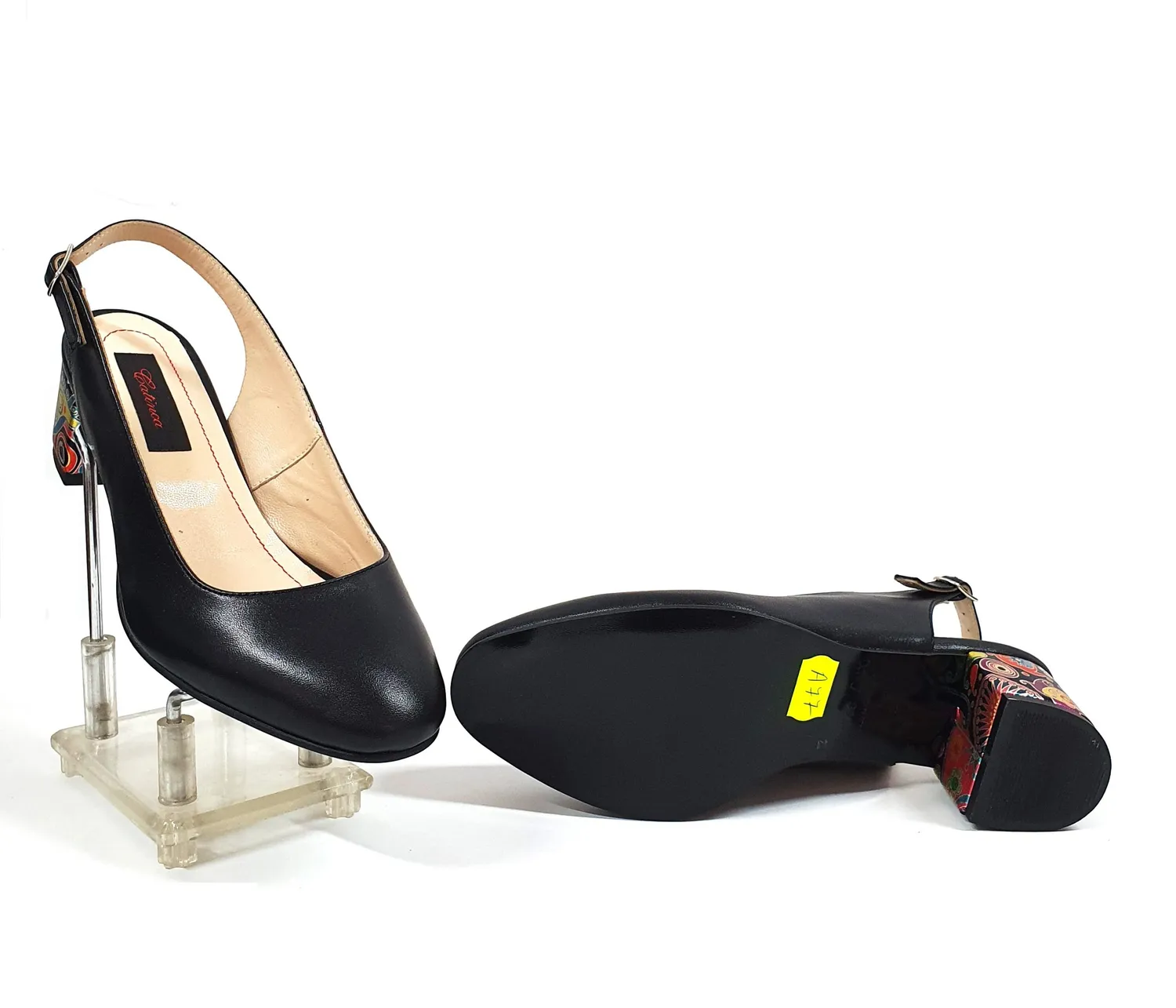 Catinca Shoes A77 NBP sandale dama piele negru paun