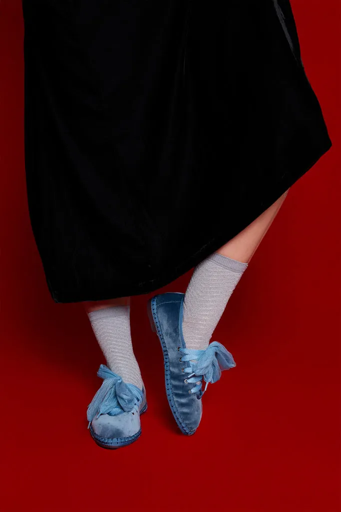 Flagelus Ginevra Blue papuci albaștri catifea