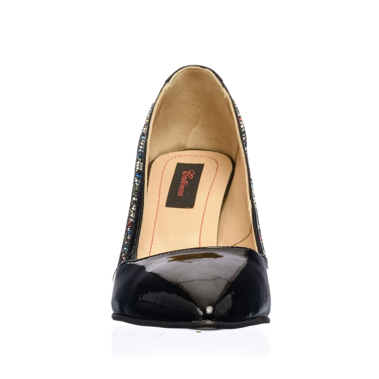 Catinca Shoes A10 NLPA pantofi dama negru lac pietre piele