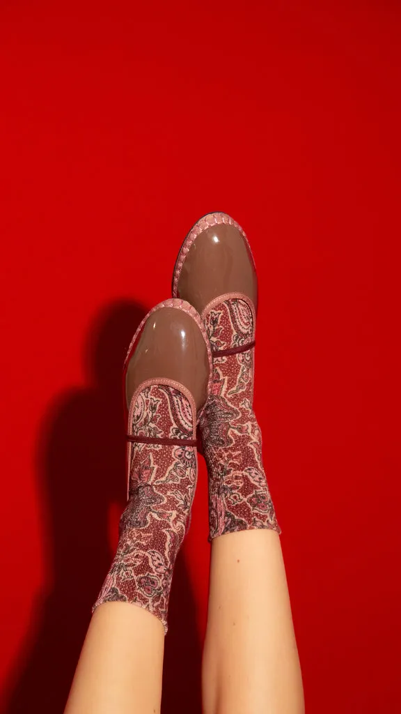 Flagelus Celie Brown pantofi Mary Jane maro lac