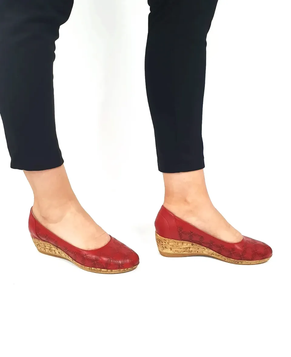 Catinca Shoes T13 R pantofi piele rosu perforat