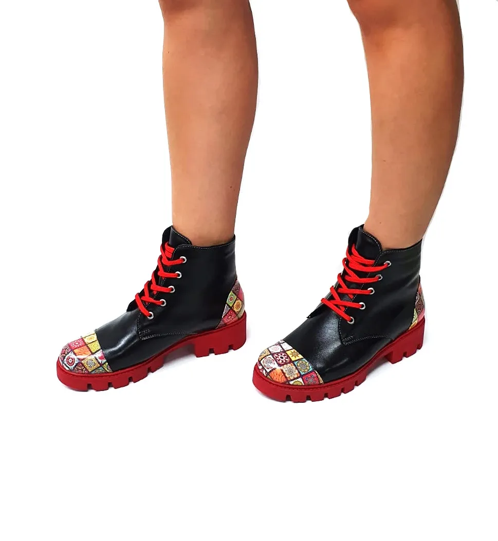 Catinca Shoes BC26 NP3D bocanci piele negru patratele 3D