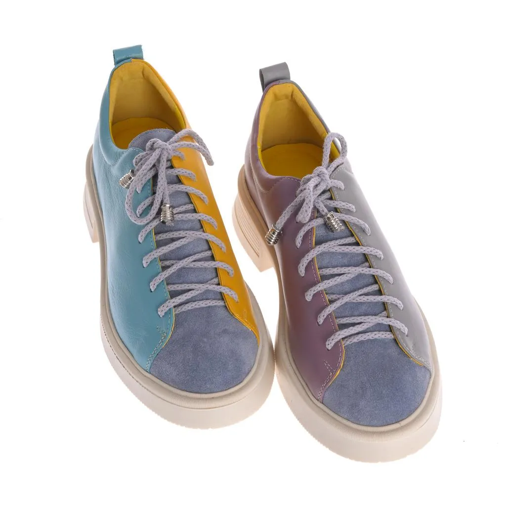 Ana Urbana Shoes Boston pantofi albastru-galben piele
