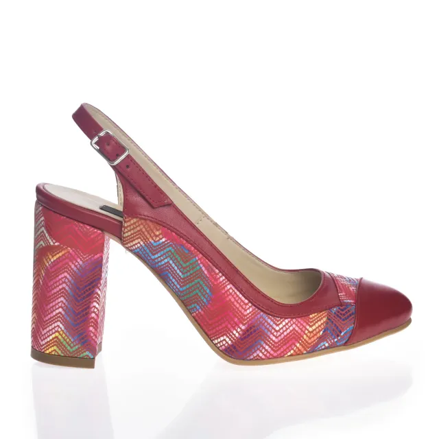 Catinca Shoes 269 RM sandale dama rosu toc multicolor